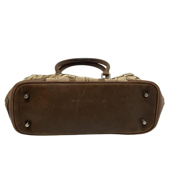 Auth COACH Signature Small Carryall 6089 Khaki Dark Brown Jacquard Leather - Picture 8 of 9